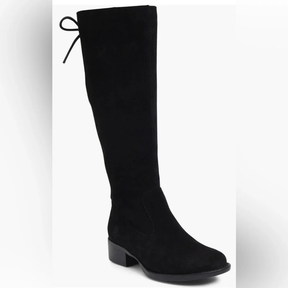 Born Cotto Tall Leather Boots Women's Black Knee-High Zip Up Boots Size 8